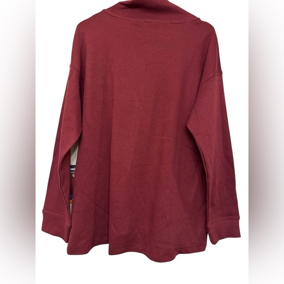 Lands End Funnel Neck Waffle Weave Top - Picture 5 of 9